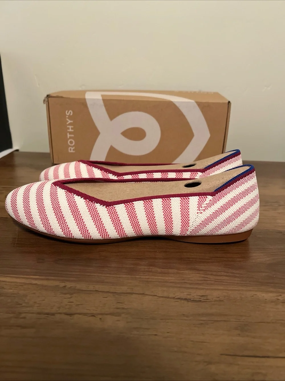 Rothy's The Daily Flat Women's Coral Cabana Striped Slip-On Flats